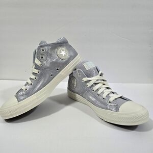 Converse Womens  Chuck Taylor All Star Silver Glitter High-Top Sneakers Size 9.5